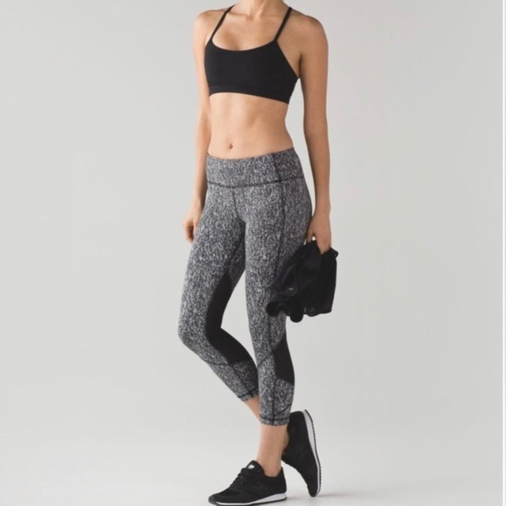Lululemon Pace Rival High-Rise Crop Black White Speckled 4